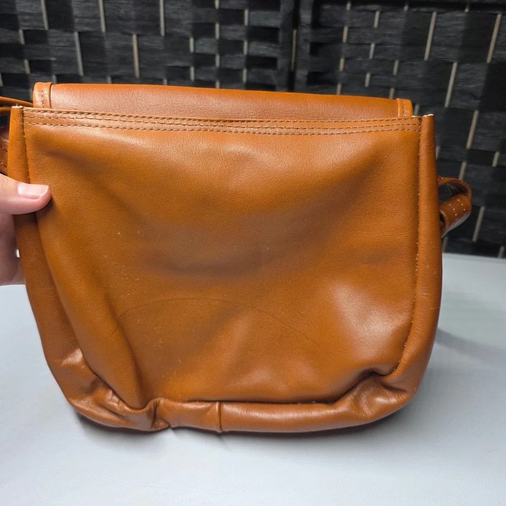 Cueros Argentinos Vintage Tan Leather Crossbody Saddle Bag Small Accordion Purse